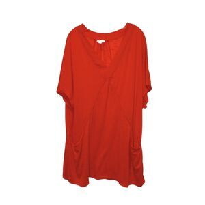 Avenue Deep Orange Cover-Up V-neck top with pockets Size 22/24 Beach Comfort